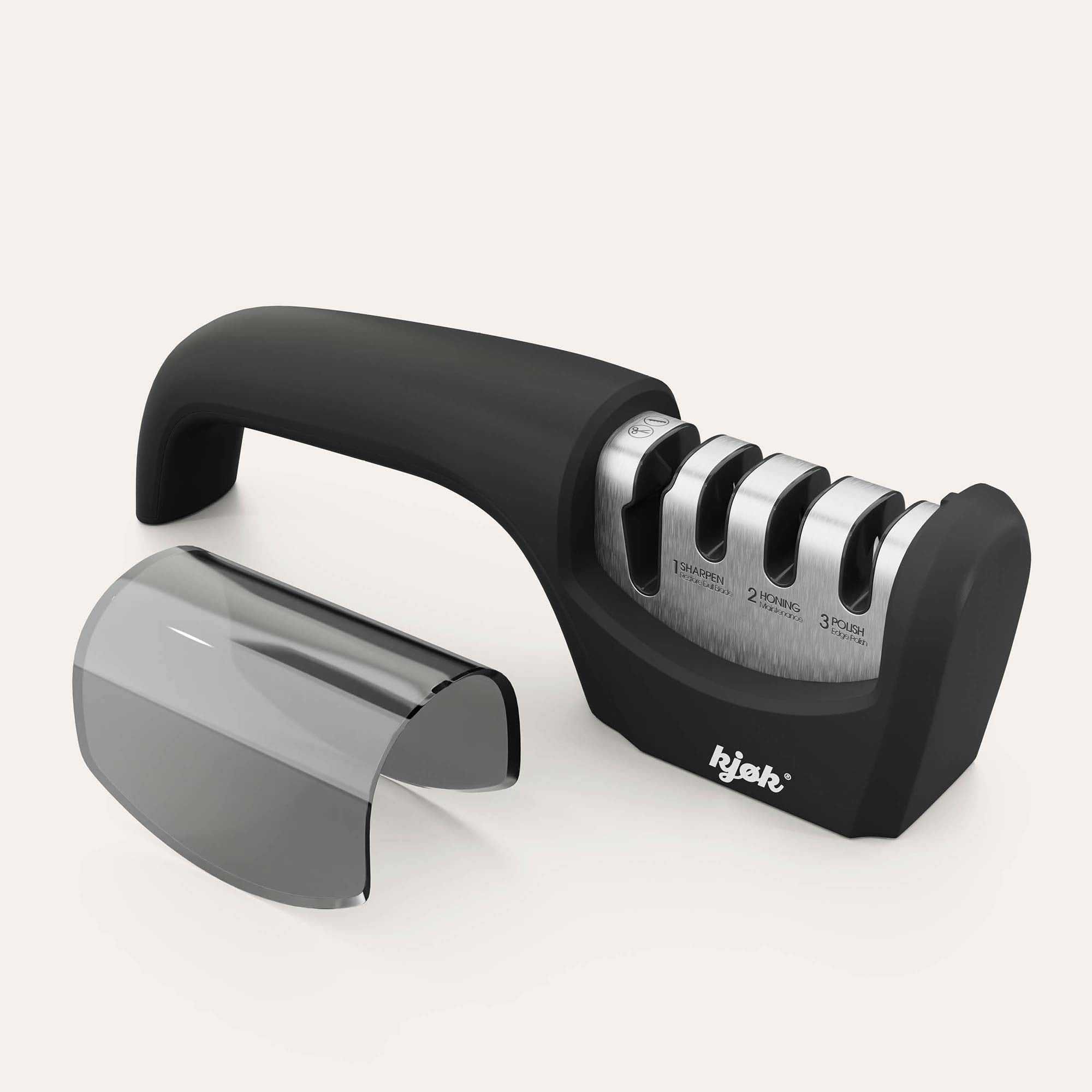 Messerschärfer für Küchenmesser und Scheren – 4-in-1 Schärfsystem für scharfe Klingen inklusive Schutzkappe