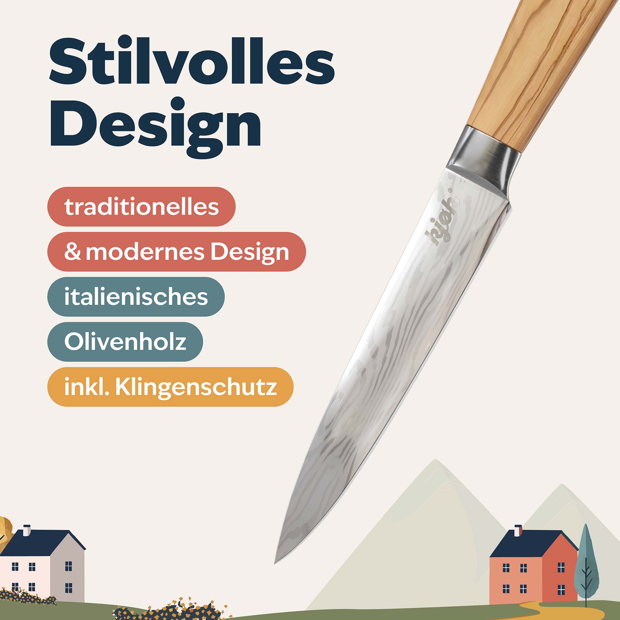 Küchenmesser von kjøk mit Klingenschutz