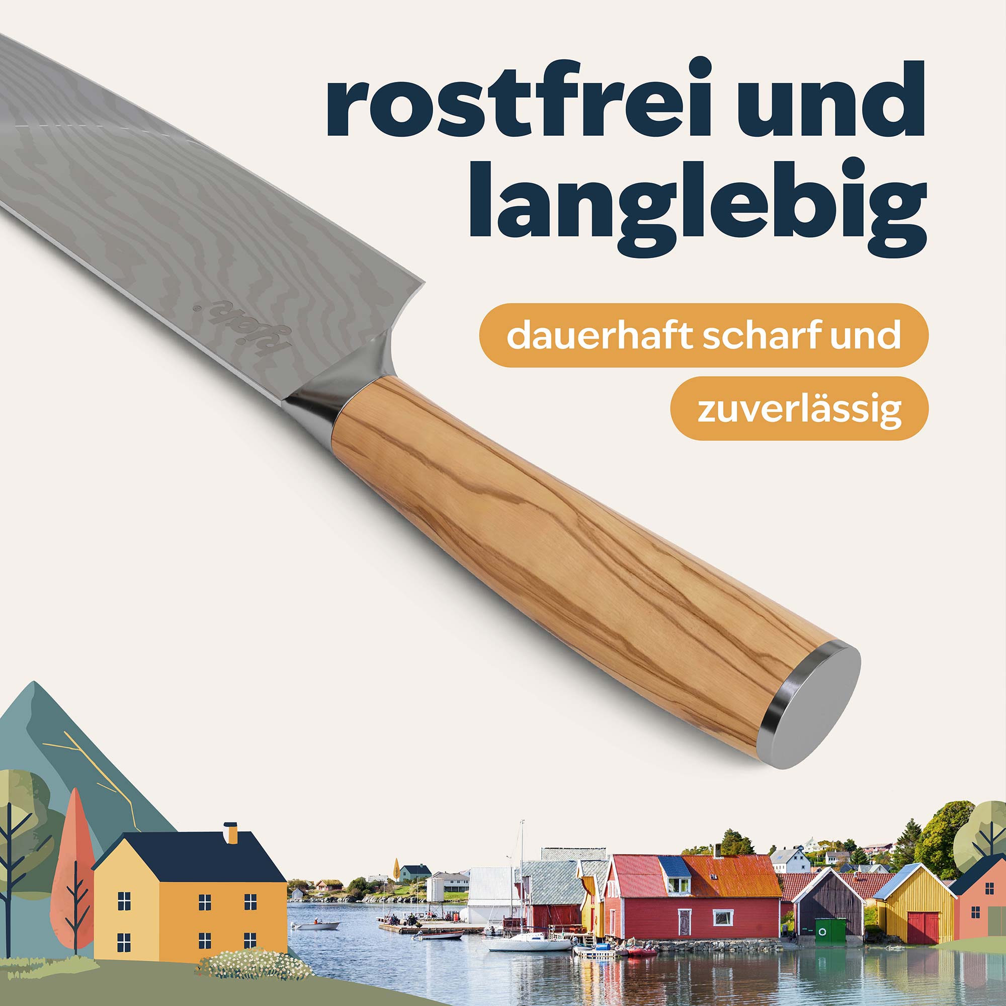 zuverlässiges Chefmesser mit rostfreier Klinge