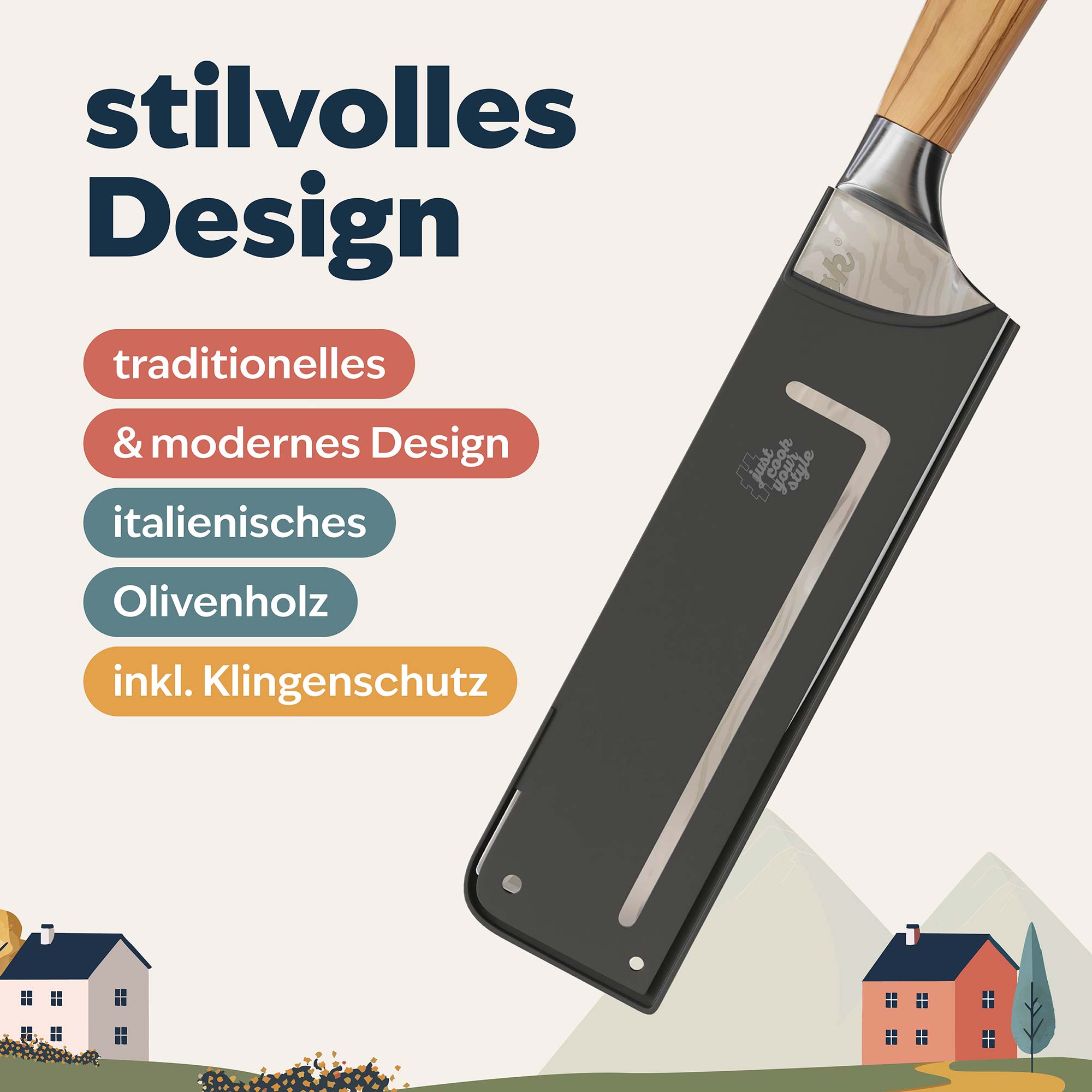 Nakiri Messer mit Klingenschutz