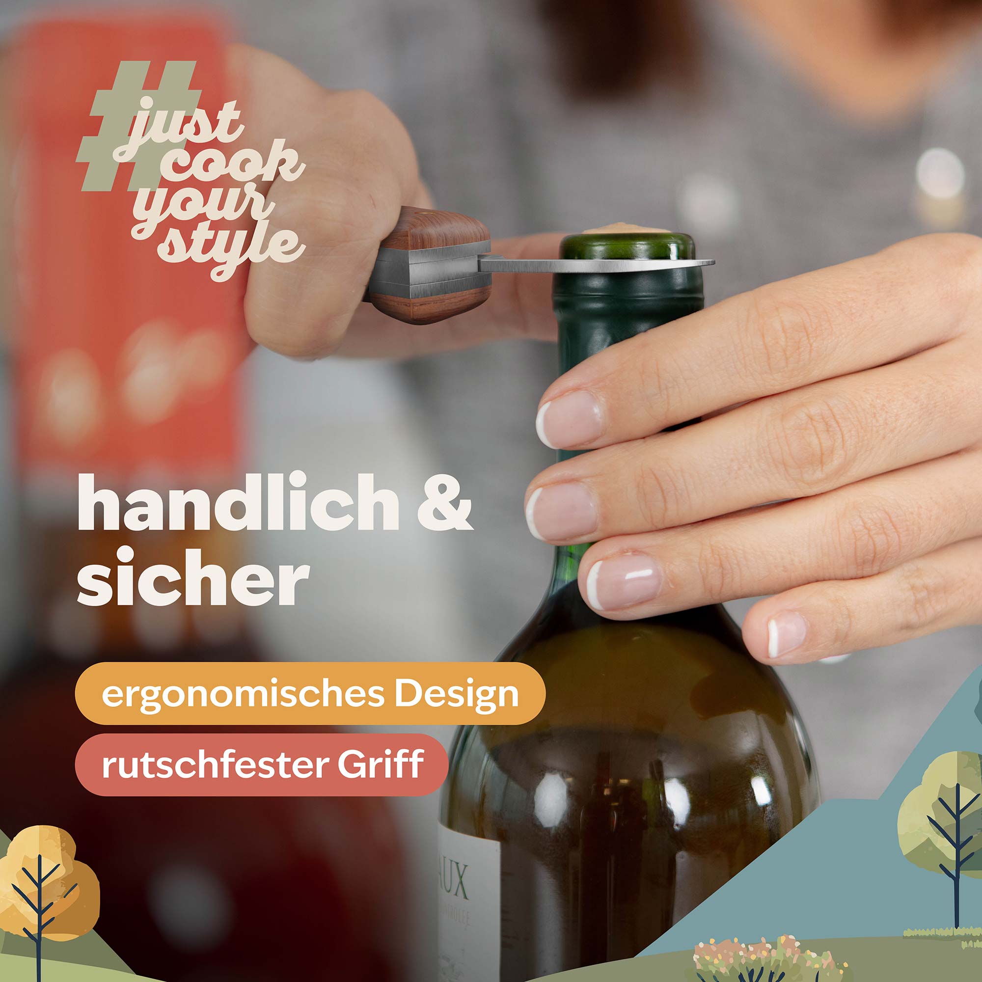 Kellnermesser von kjøk liegt sicher in der Hand