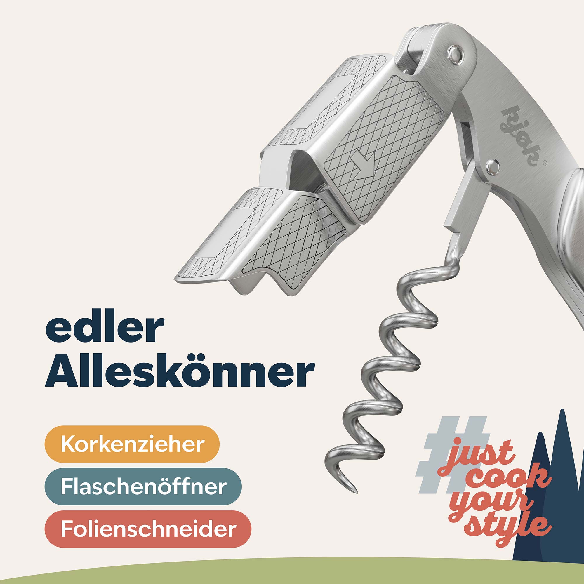 Kellnermesser aus Edelstahl mit Folienschneider