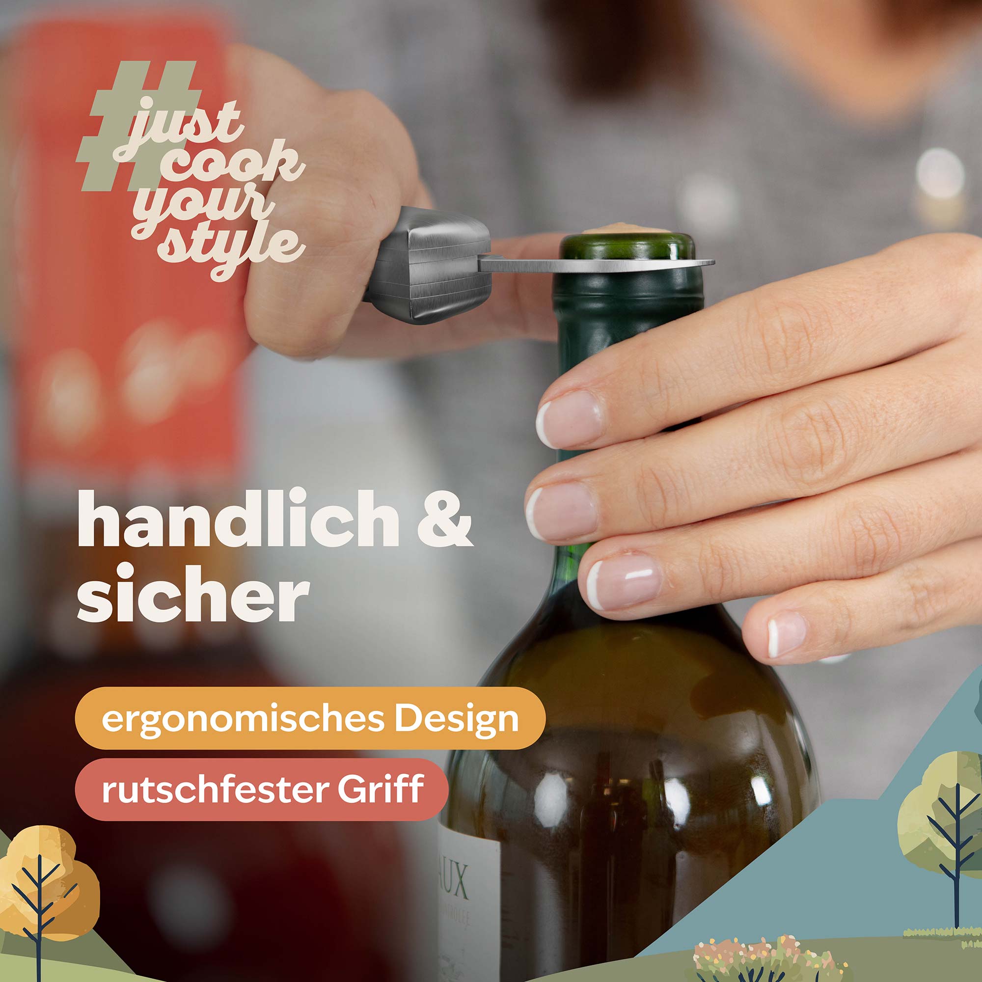 Kellnermesser aus Edelstahl ist ergonomisch und liegt gut in der Hand