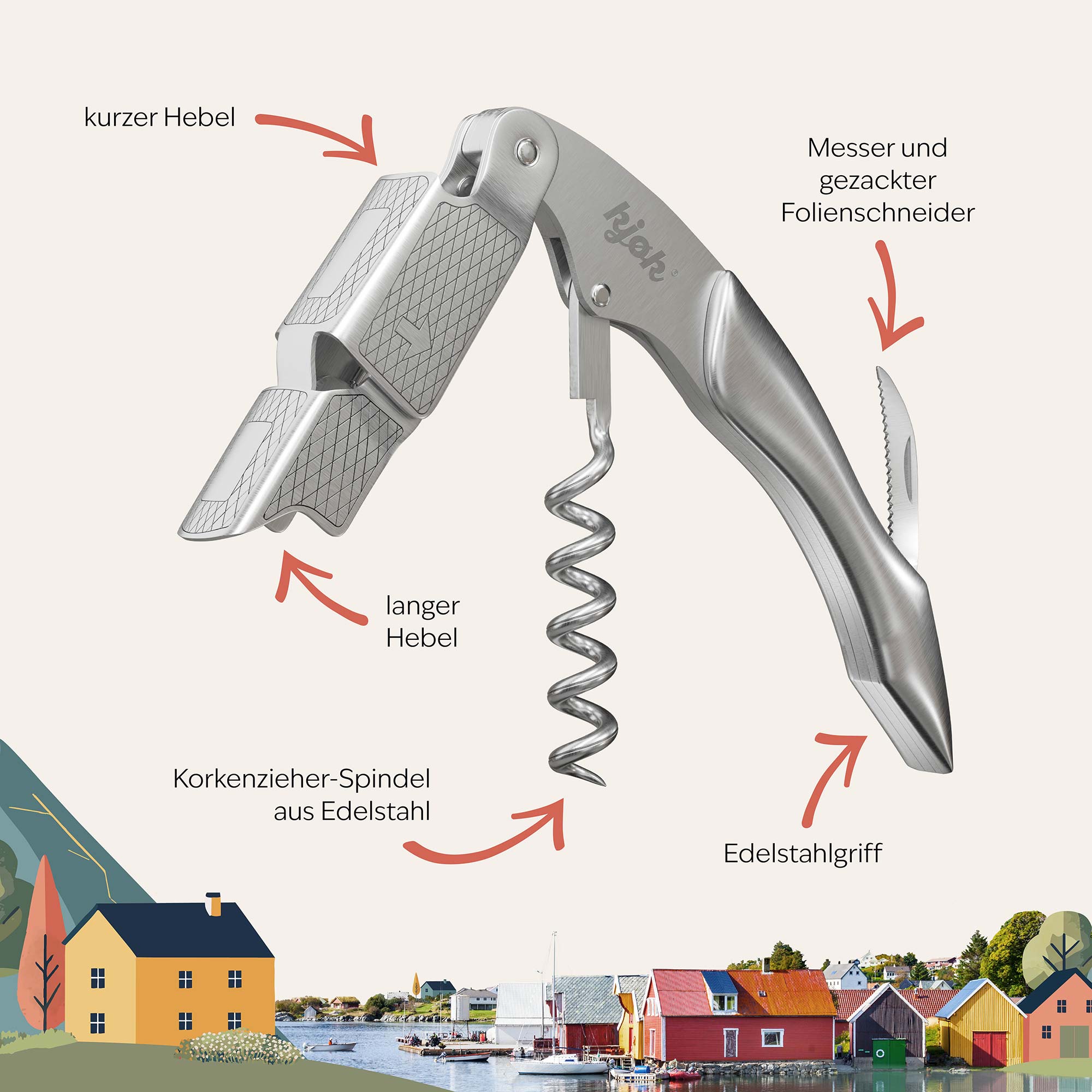 Details des Kellnermessers aus Edelstahl von kjøk