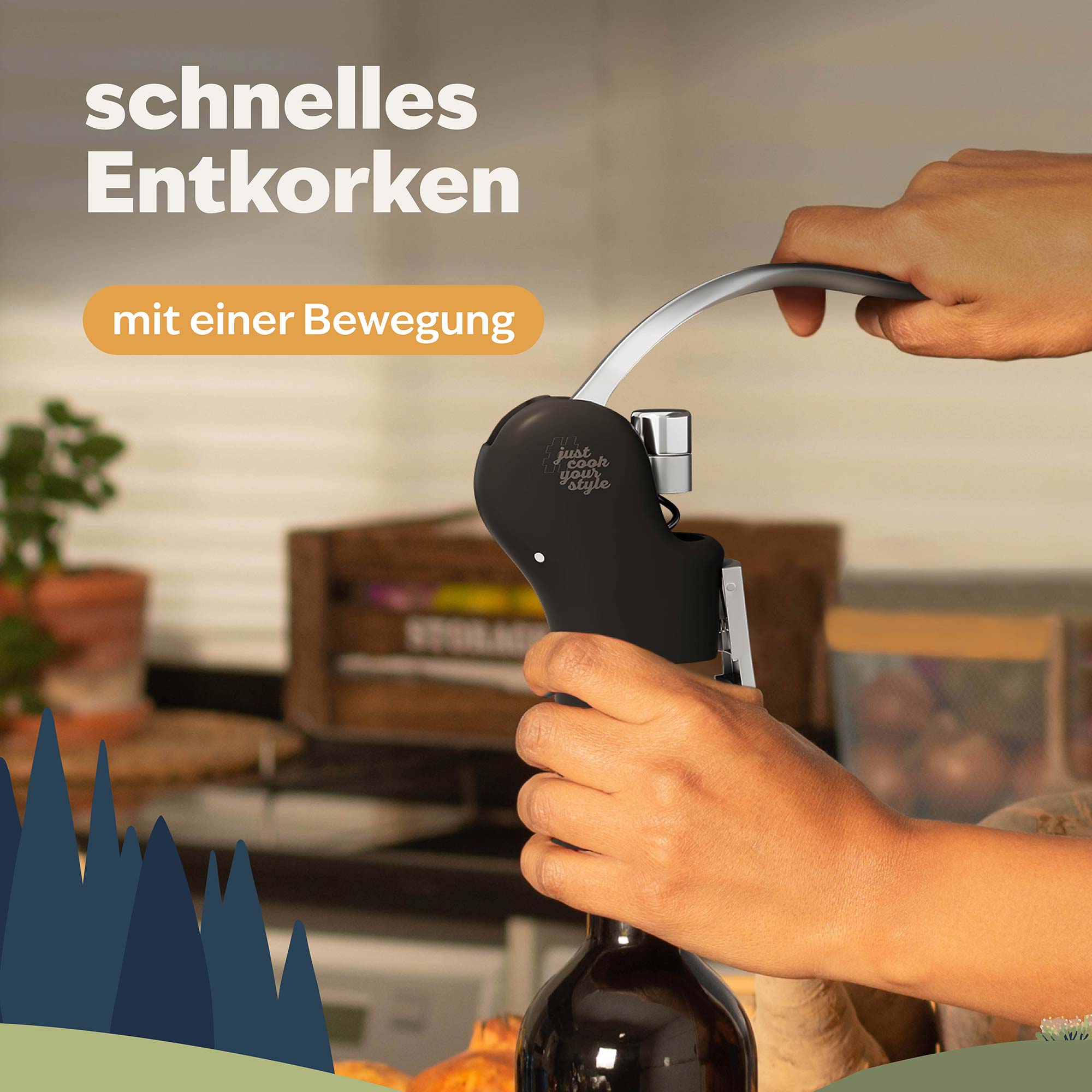 Premium Korkenzieher entkorkt schnell mit einer Handbewegung