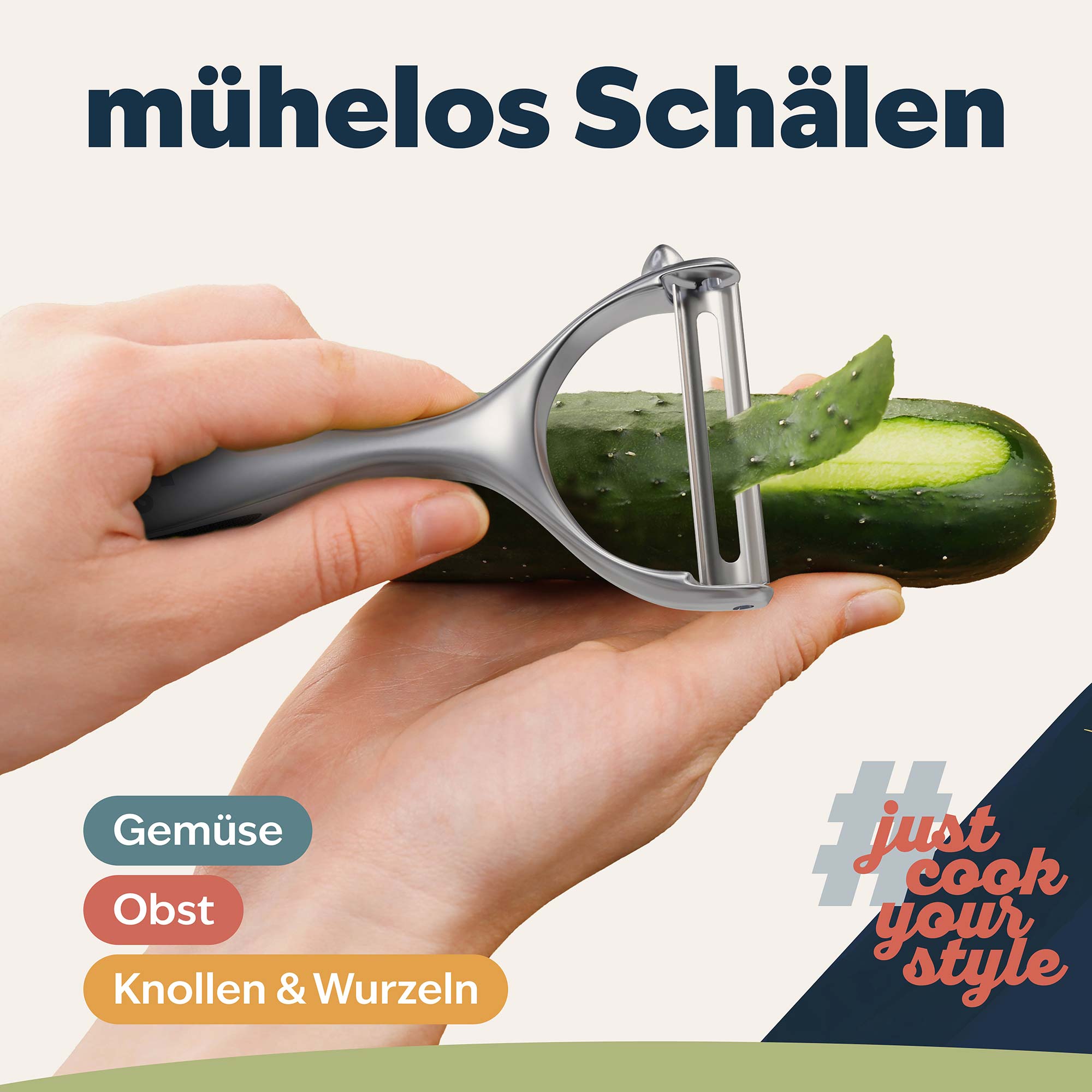 Sparschäler von kjøk schneidet Zucchini mühelos auch Knollen und Wurzeln