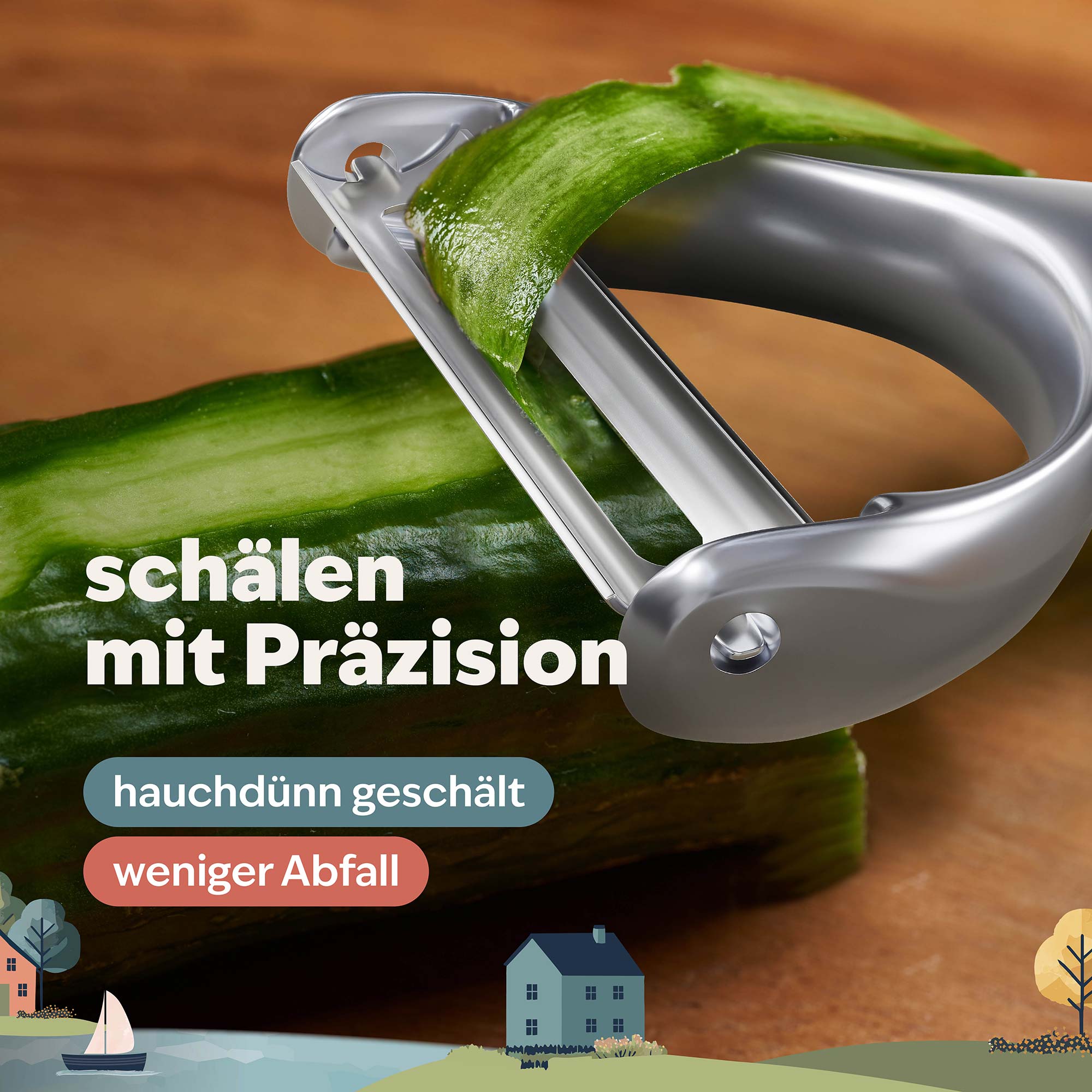 Sparschäler schneidet präzise und hauchdünn