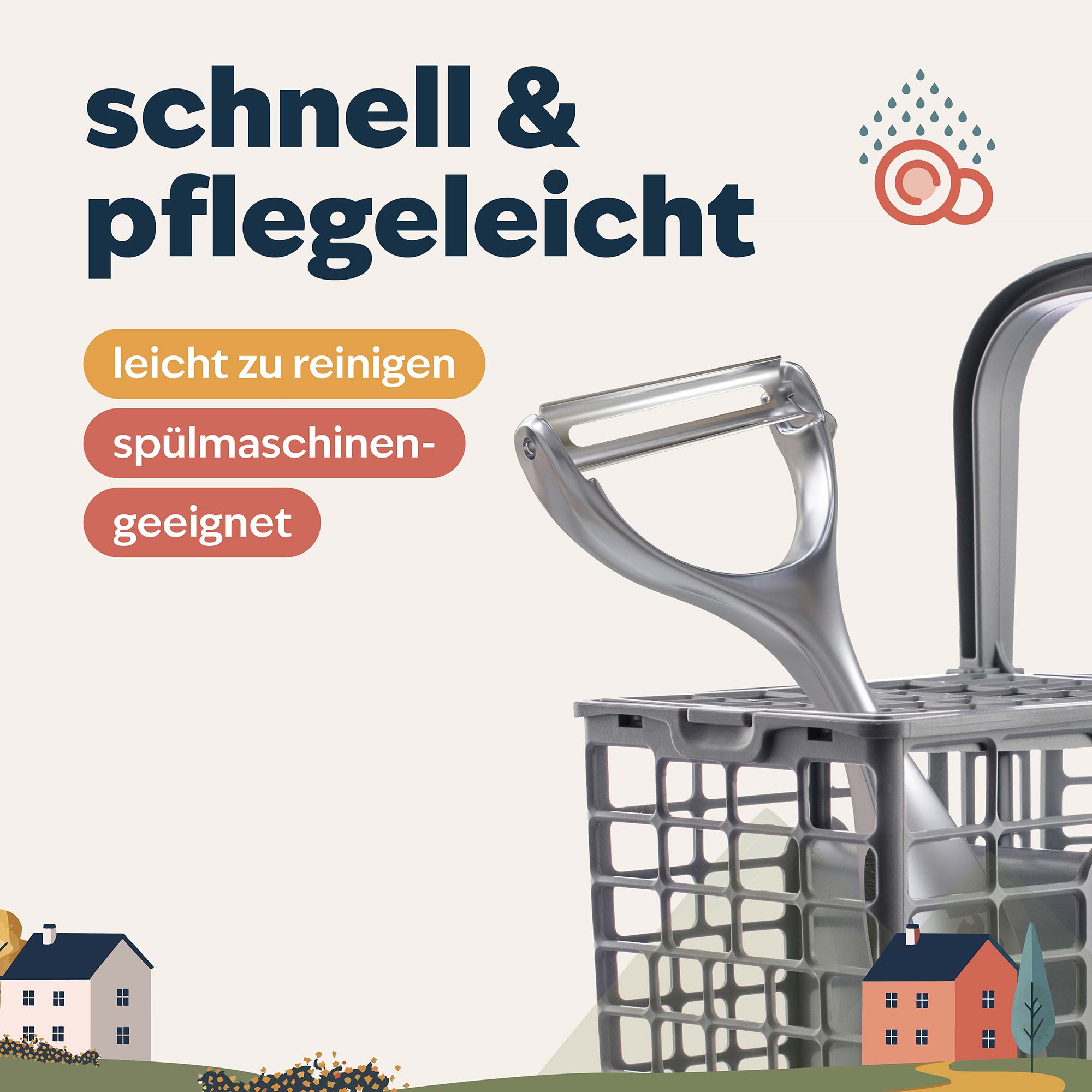 Sparschäler kann in Spülmaschine, leicht zu reinigen