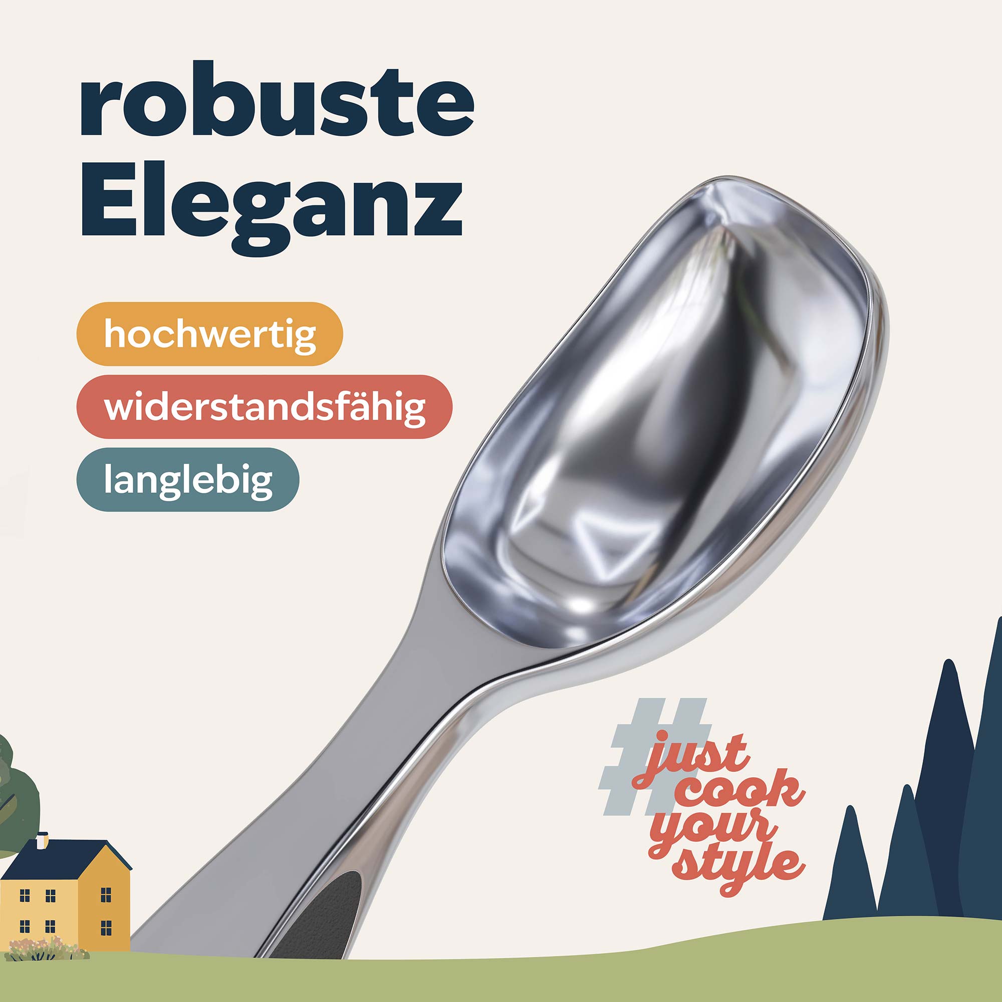 Nahaufnahme von widerstandsfähigem Material des kjøk Eisportionierers