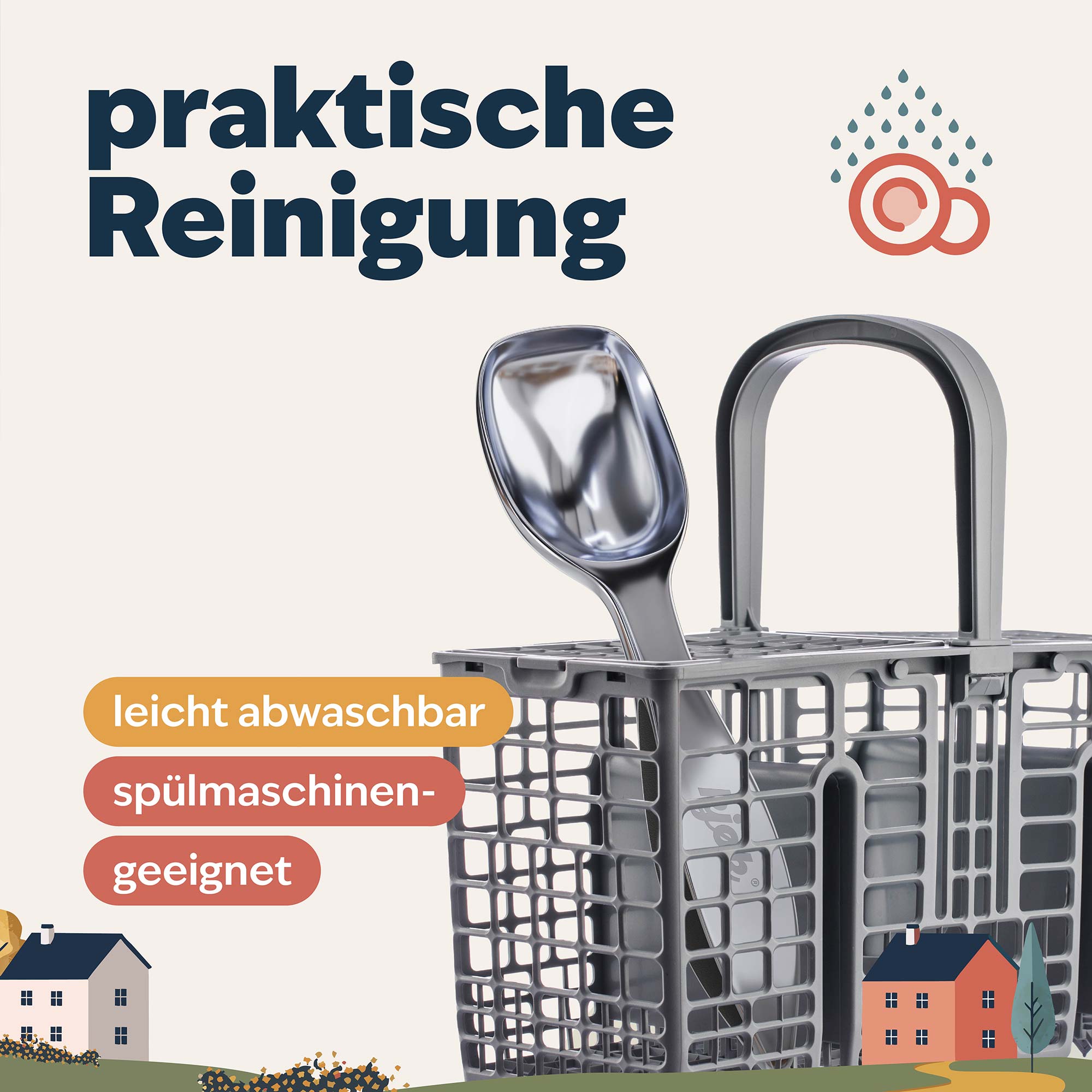 Spülmaschinenkorb mit Eislöffel