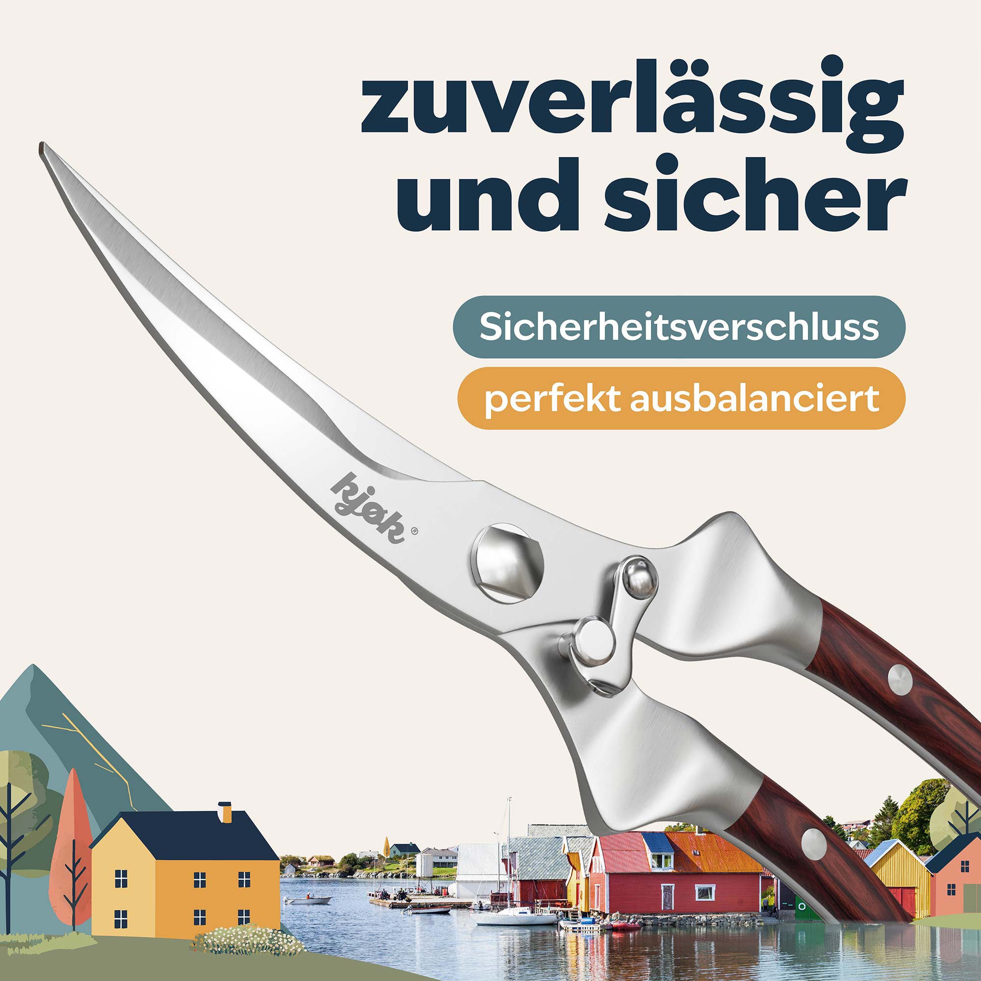 Nahaufnahme Geflügelschere mit geschlossenem Sicherheitsverschluss