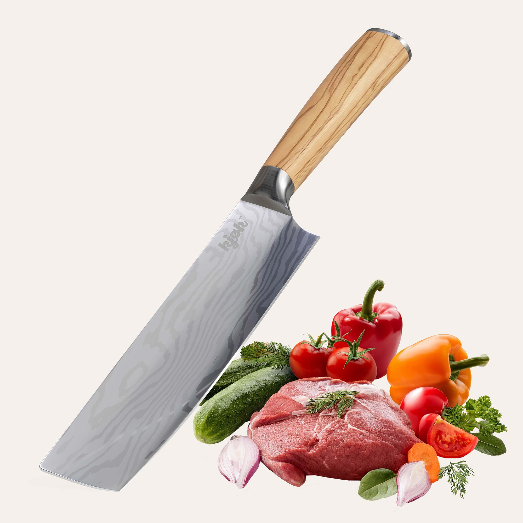 Nakiri Messer mit Olivenholzgriff