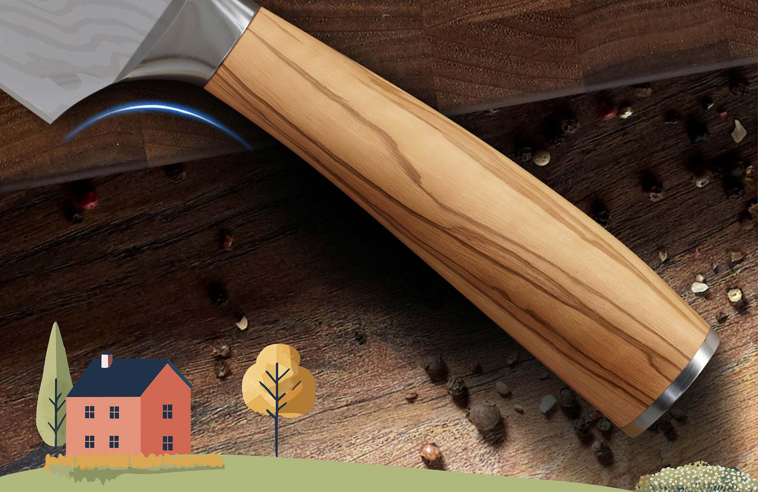 Olivenholzgriff des Allzweckmessers