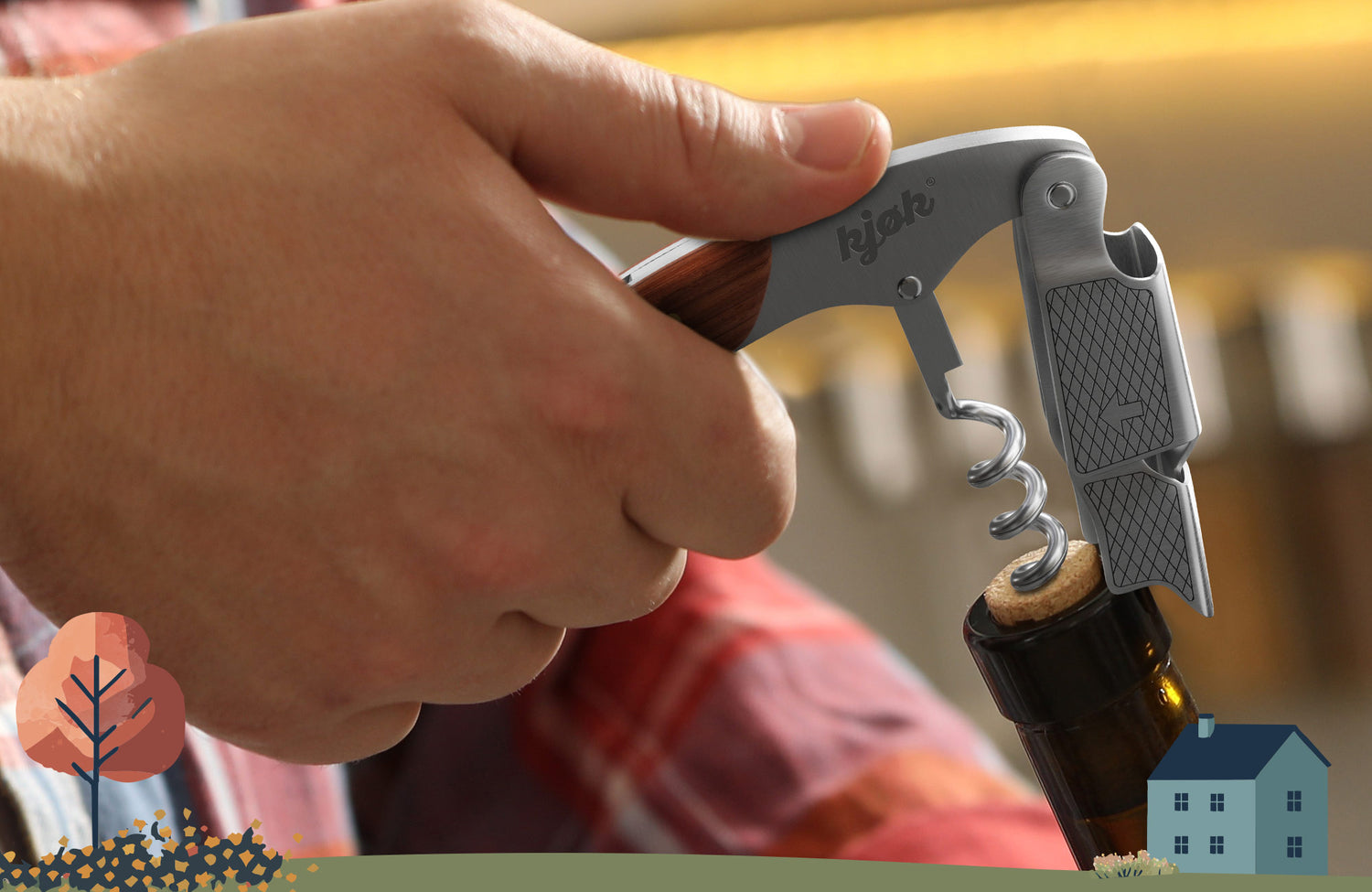 Hebelwirkung Kellnermesser mit Echtholzgriff