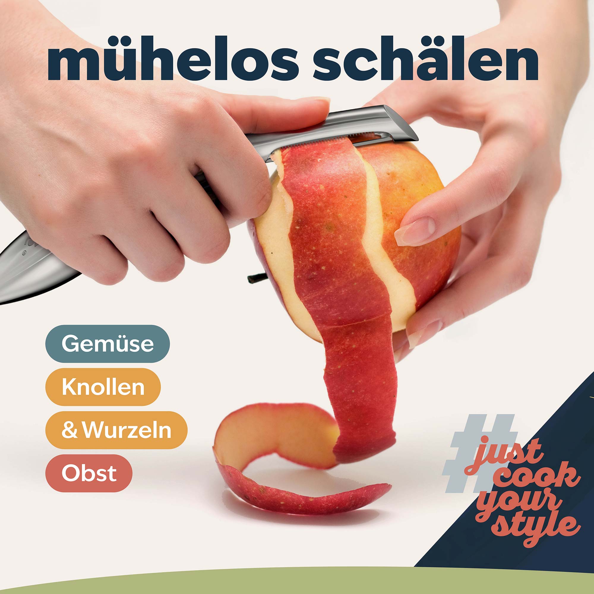 Premium Sparschäler für Obst und Gemüse im Einsatz