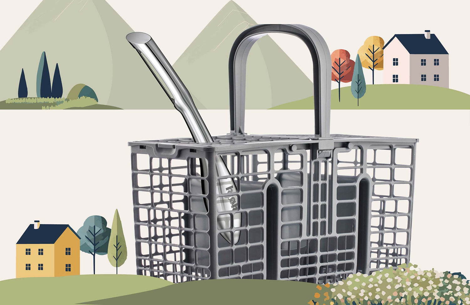 Der kjøk Sparschäler aus Edelstahl im Besteckkorb der Spülmaschine – pflegeleicht, hygienisch und alltagstauglich