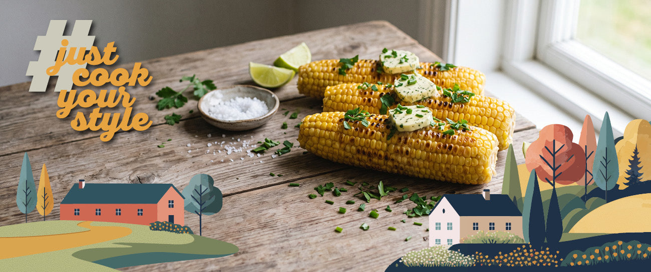 Maiskolben vom Grill mit Kräuterbutter