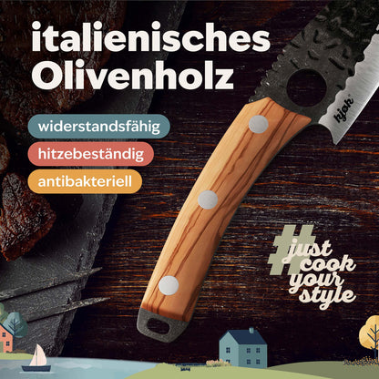 Messer mit Griff aus italienischem Olivenholz
