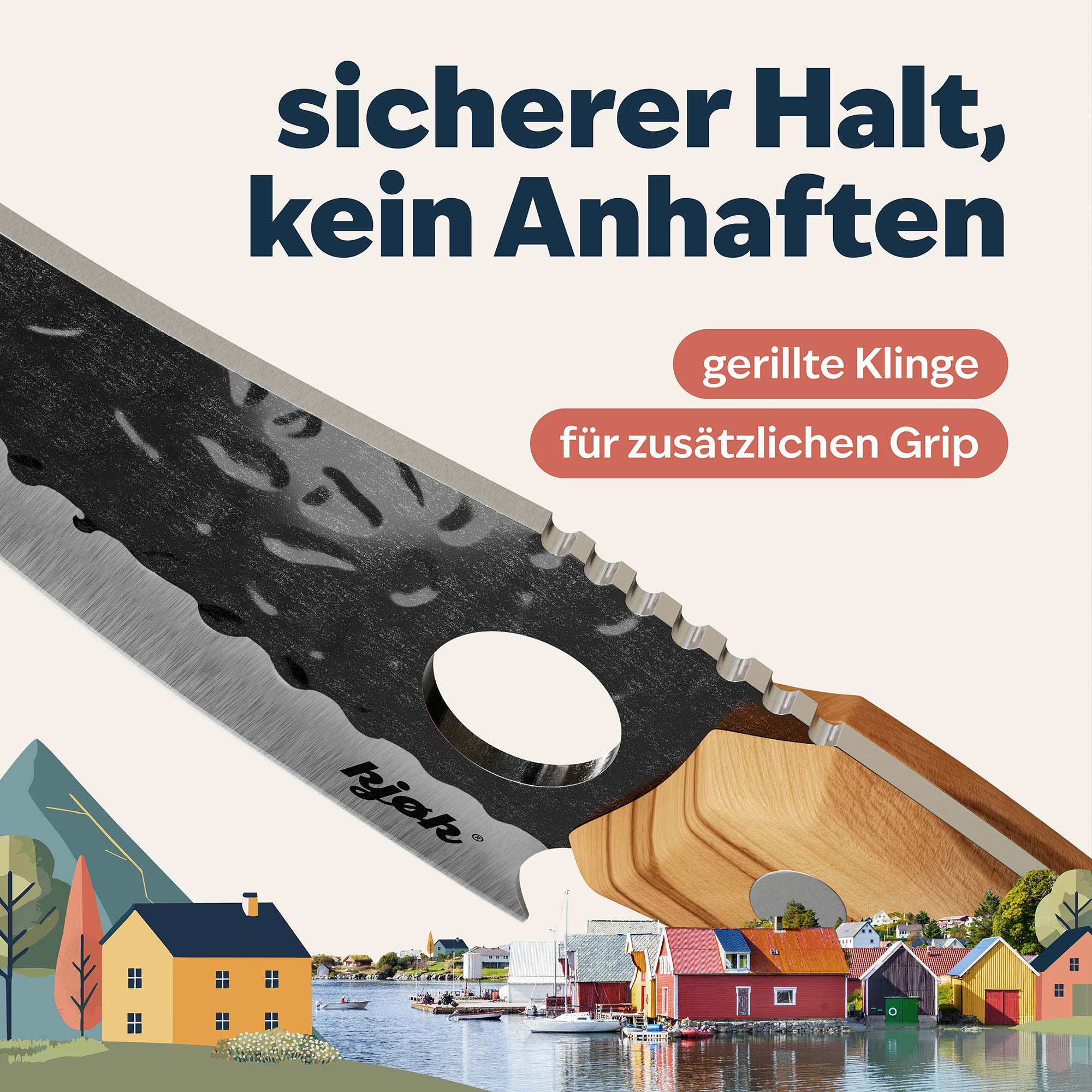gerillte Klinge am Japanmesser von kjøk für zusätzlichen Grip