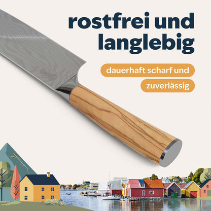 Olivenholzgriff des Küchenmessers 