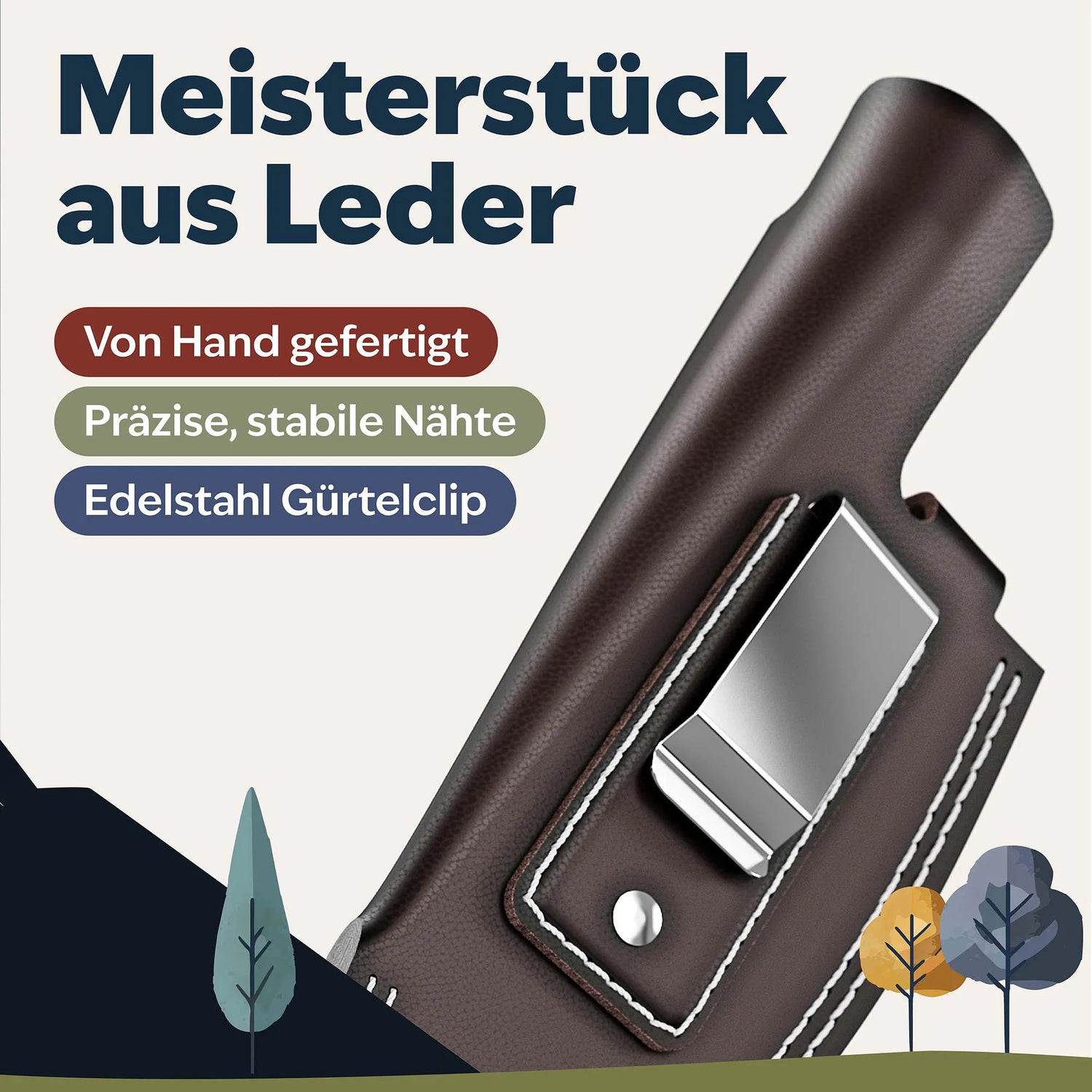 Leder Messeretui am Gürtel getragen bei Outdoor-Aktivitäten