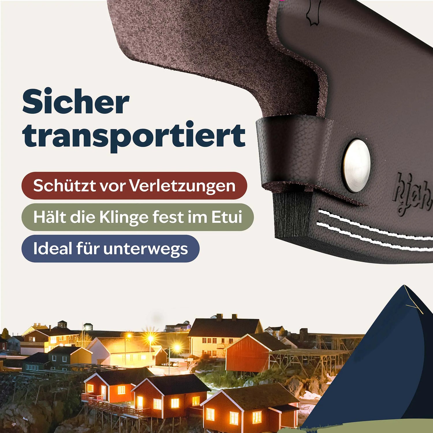 Passgenaues Lederetui für kjøk Outdoormesser mit sicherem Klingenschutz