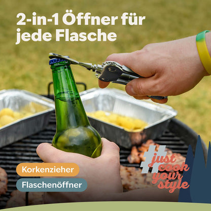 Flügelkorkenzieher öffnet Bierflasche