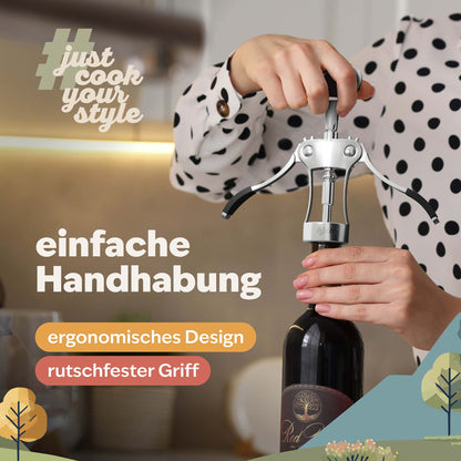 flügelkorkenzieher ergonomisch mit rutschfestem Griff