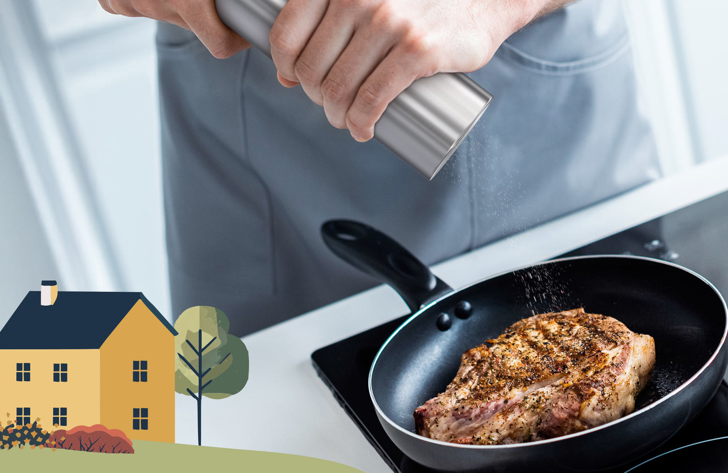 Steak mit Muskat würzen