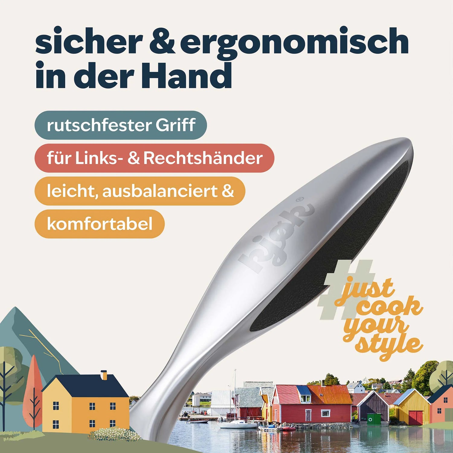 Ergonomischer Griff des Sparschälers für Links- und Rechtshänder – sicherer Halt beim Schälen