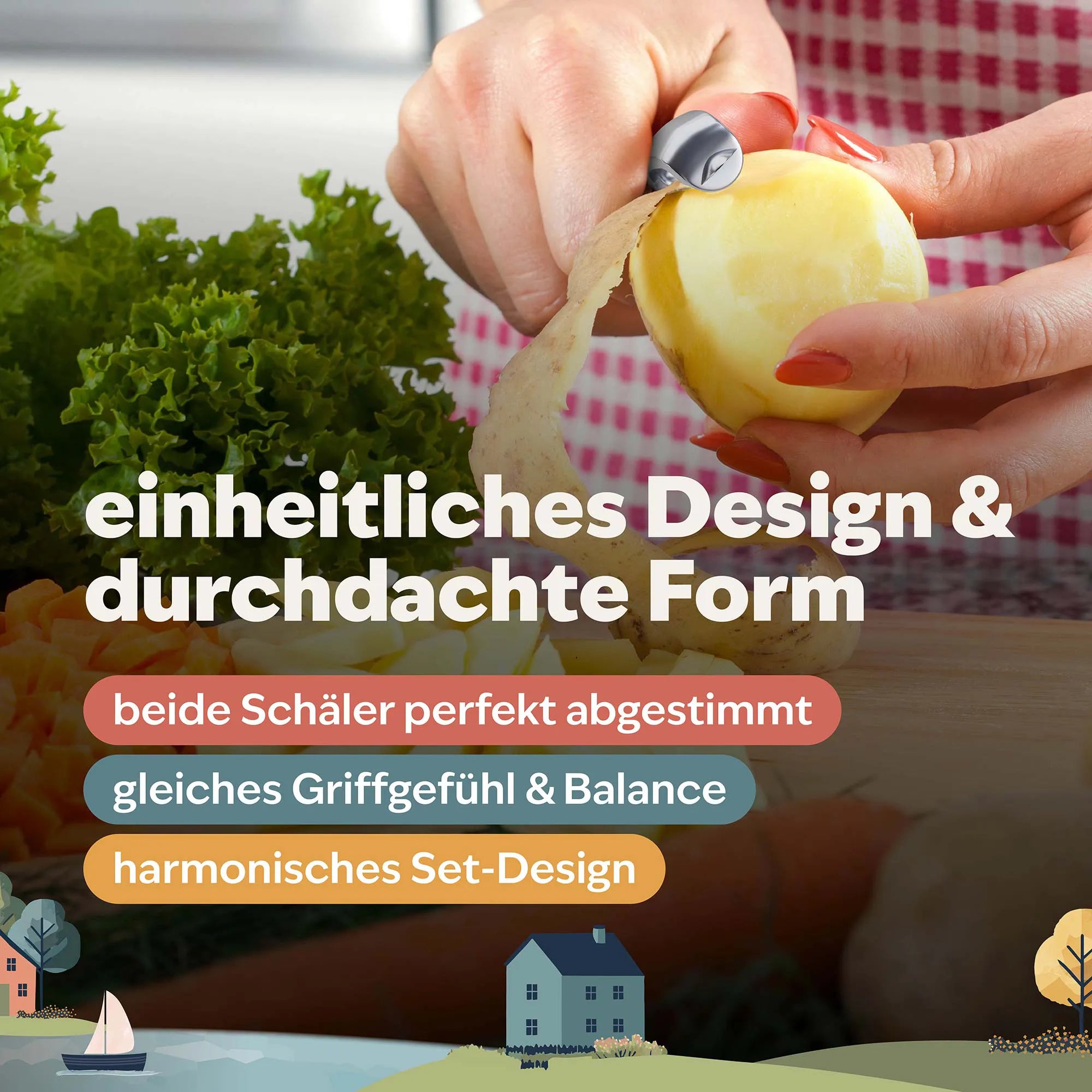 Einheitliches Design der beiden kjøk Schäler – minimalistisches skandinavisches Küchendesign mit funktionaler Form