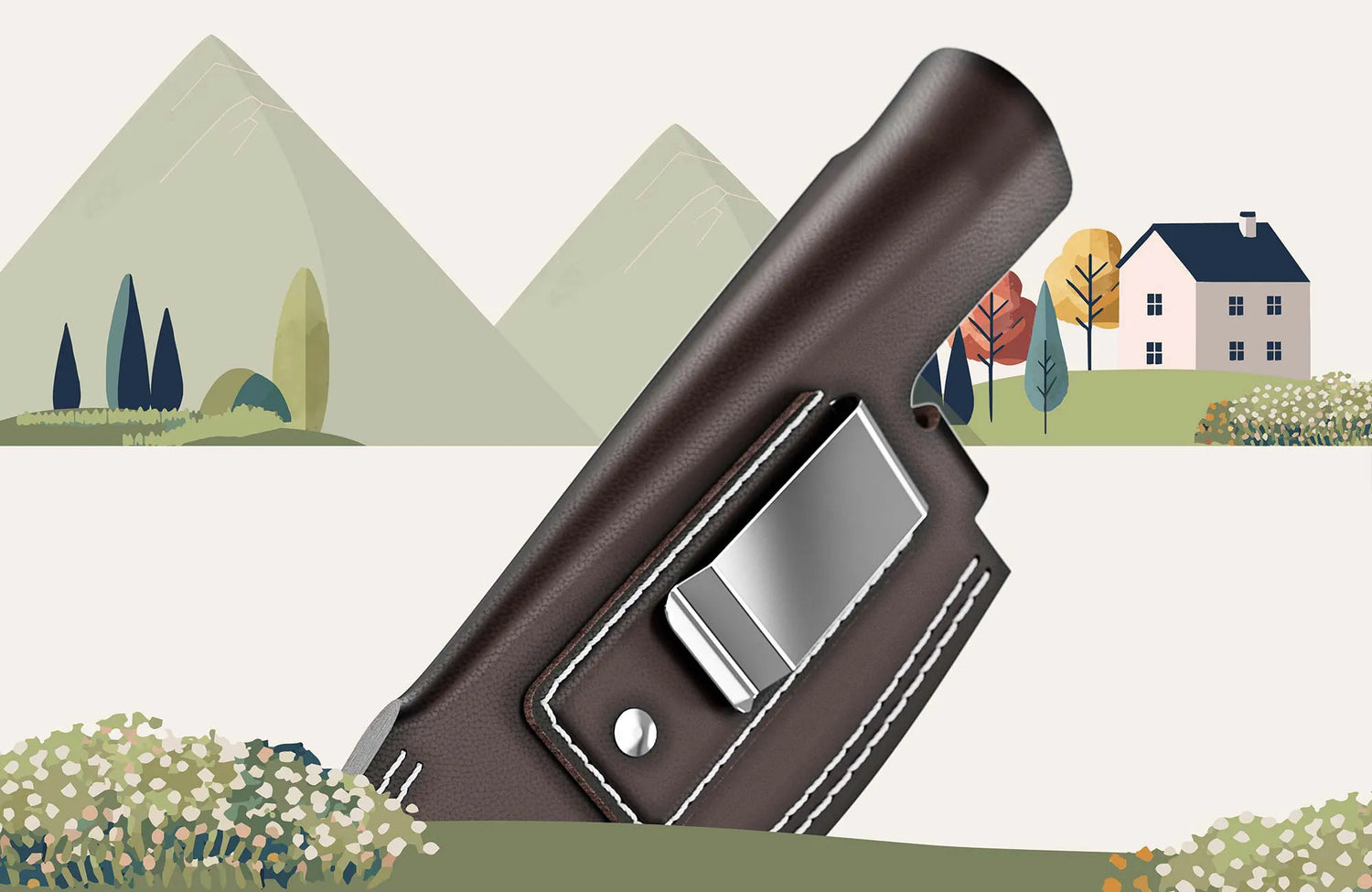 Outdoormesser sicher verstaut im Lederetui am Gürtel